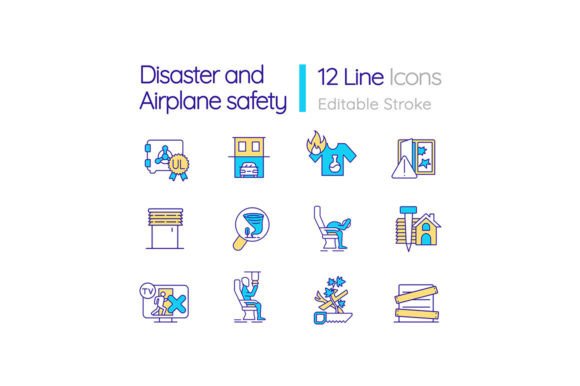 Disaster and Airplane Safety Svg Icons