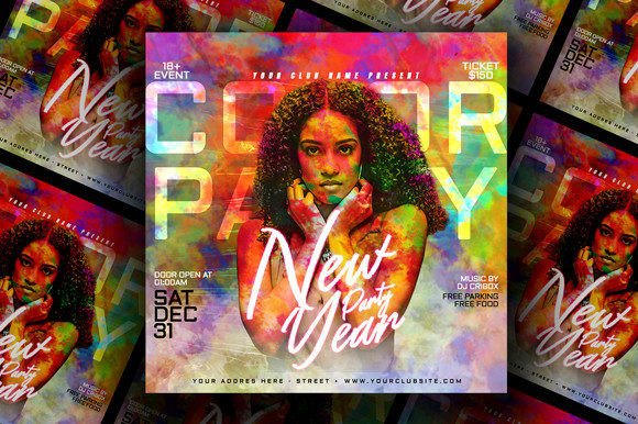 Launch a Vibrant Celebration with a Professional New Year Color Party Flyer