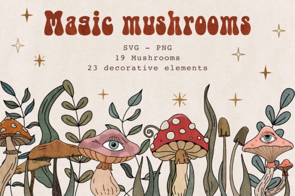 Retro Magic Mushrooms: A Creative Journey into Boho Mushroom Art